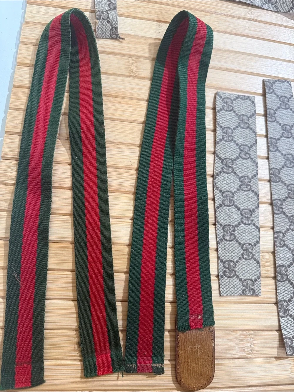 Authentic Gucci Web Straps with Beige GG Canvas Trim 7 pieces project